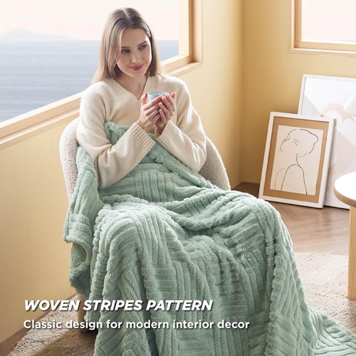 Bedsure Sage Green Throw Blankets for Couch - Spring Blanket for Bed, Cozy Soft Fleece Throw for Women, Warm Cute Small Gift for Girls, 50x60 Inches