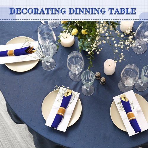 Zubebe 100 Pack Pre Rolled Silverware Set Disposable Wrapped Plastic Cutlery Set with Napkin Disposable Utensils Includes Forks Knives Spoons Napkins Wrapped for Party Dinners Wedding(Gold, Blue)