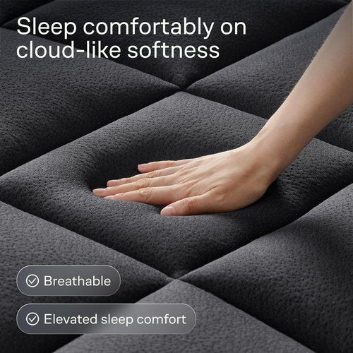 Niagara Ultra Soft Mattress Topper | Twin XL Viscose Bamboo Pillow Top for Back Pain Relief - Naturally Cooling, Black
