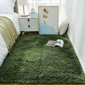 Ophanie Gray Green Grass Area Rug - Soft Fluffy Shag Carpet for Bedroom | 3x5 Cute Kids Nursery Decor
