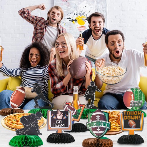 10 PCS Football Party Decorations, PureGuard Football Honeycomb Centerpieces Table Decorations Table Toppers for Football Birthday Party Favors Sports Party Decor