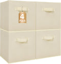 Storage Maniac Storage Cubes - 11-Inch Collapsible Bins with Handles | 4-Pack Beige Fabric Organizers