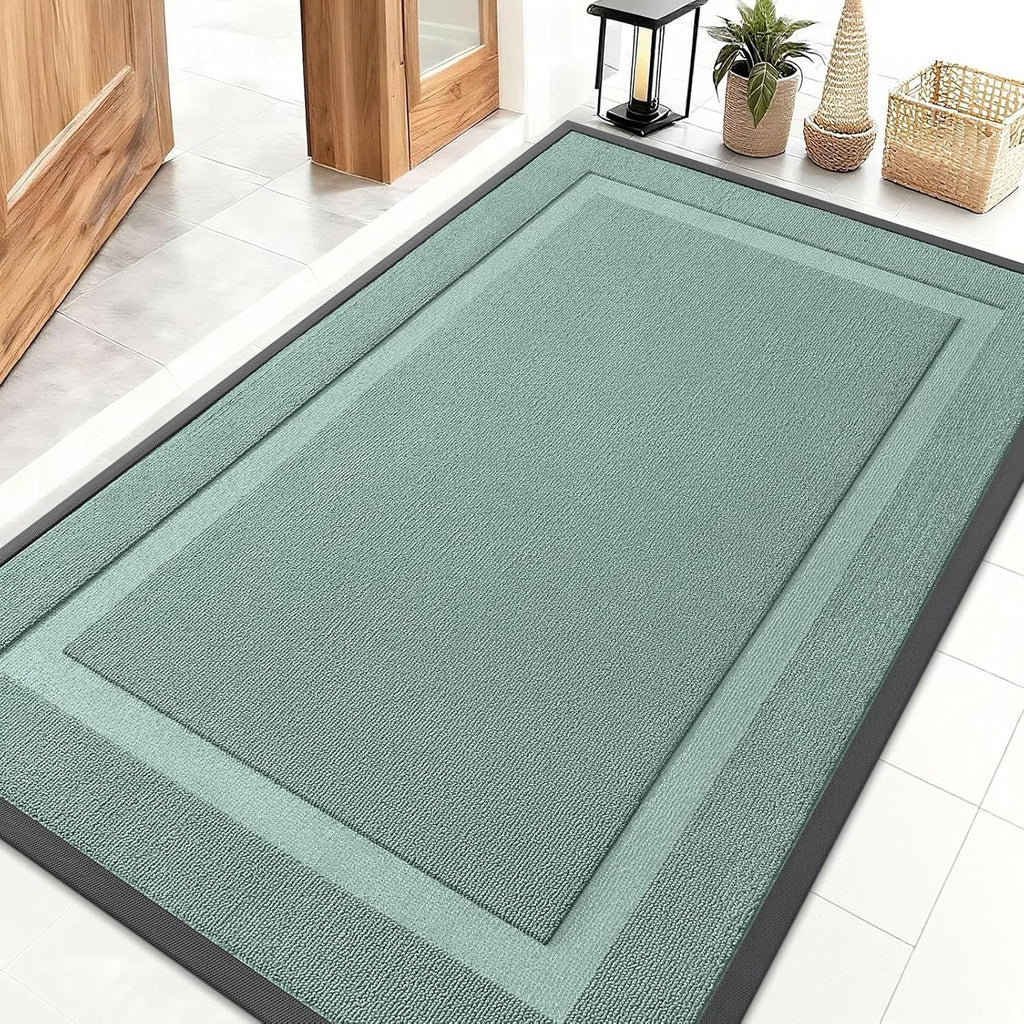 OLANLY Waterproof Front Door Mat - All-Season, Sturdy Natural Rubber, Easy Clean | 47x32, Grayish Green