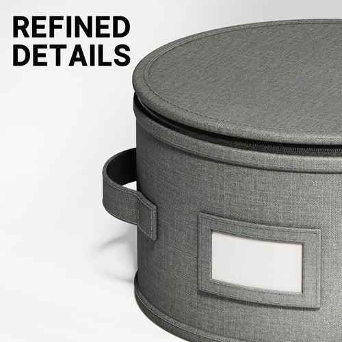 Hard Shell China Storage Containers – 5 Piece Set for Storing Dinner Plates, Salad Plates, Mugs, Quilted Dividers for Safe Moving and Seasonal Storage, Grey