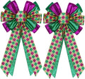 Skiennix Mardi Gras Bows - 12”x20” Large Glitter Tree Topper Decor for Holiday Parties | Gold, Green, Purple