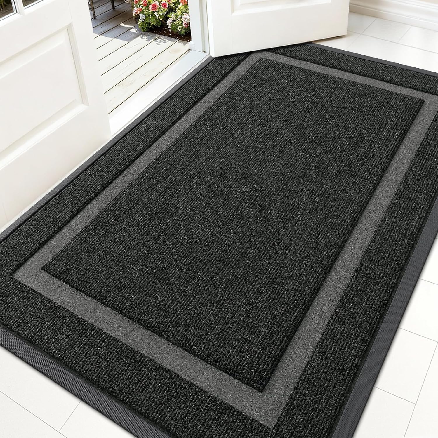OLANLY Waterproof Front Door Mat - All-Season, Fade Resistant, Easy Clean | 59x30 Inches, Black