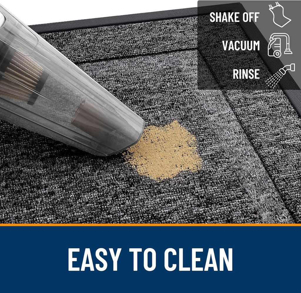 OLANLY Indoor Outdoor Front Door Mat - Waterproof All-Season Doormat, Easy Clean, 33x21, Black and White