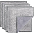 PIPUHA 5 Pack Dual-Sided Metal Wire Dishcloth, Reusable Non-Scratch Cleaning Pads with Fabric Side for Nonstick Cookware, Pots, Pans & Kitchen Cleaning