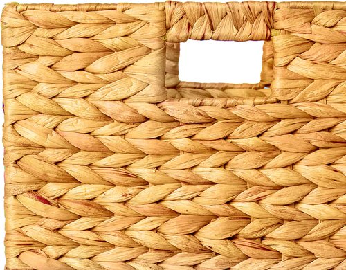 TREVIETDECOR 10.5x10.5in Wicker Storage Baskets, Handwoven Water Hyacinth Foldable Cube Bins for 11.5" × 11.5" and Larger Cube Shelves, Set of 6 (Natural)