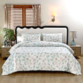 SDY 3PCS Silky Leaf Comforter Set Queen,Soft Floral Comforter Set for Boys Girls and Kids with 1Comforter+ 2Pillowcases