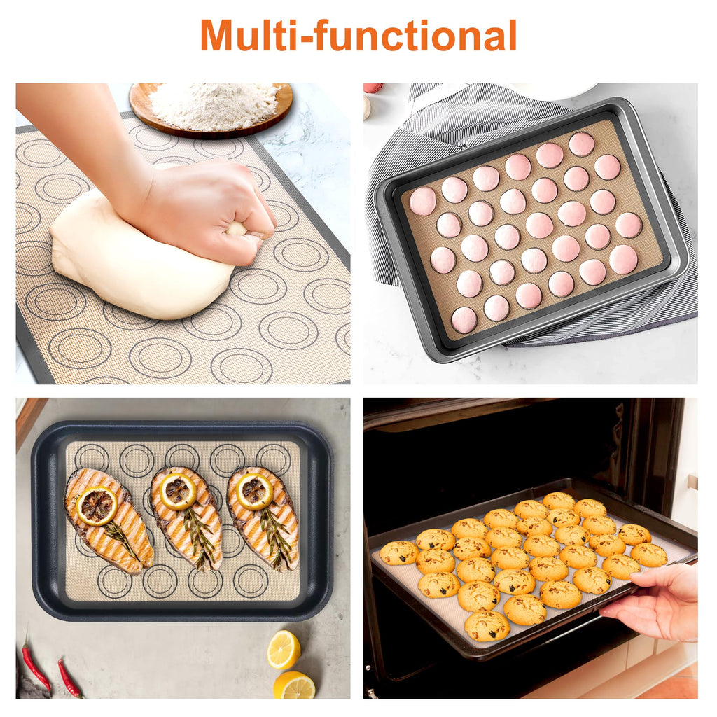 HOOMIL Macaron Silicone Baking Mats, 15"x10", Non-Stick, Reusable, Food Safe, Jelly Roll Sheet Size Silicone Mat, Pack of 2