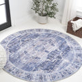 JONATHAN Y Machine Washable Navy/Cream Round Area Rug 5 ft, Medallion for Living Room, Bedroom, Kitchen, Office, Easy-Cleaning, High Traffic, Pet-Friendly, Non-Shedding (WSH100A-5R)