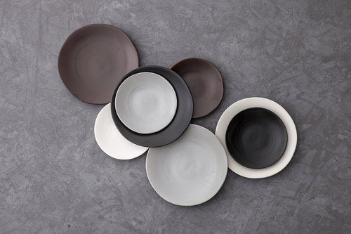 Fortessa Vitraluxe Dinnerware Heirloom Matte Finish Show Plate 12-Inch, Charcoal, Set of 4