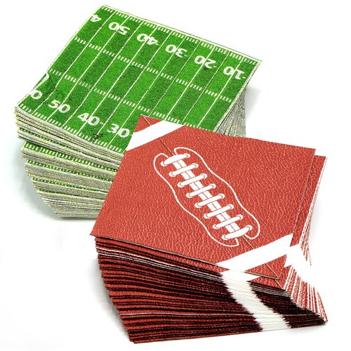4E's Novelty 80 Pack Football Disposable Paper Napkins Bulk, Perfect for Football Birthday Party Decorations, Football Party Supplies, Football Game Day Napkins, Football Decor, Football Party Napkins