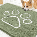 OLANLY Dog Door Mat - Absorbent Muddy Paws Doormat | Non-Slip Chenille Design, 30x20, Sage Green