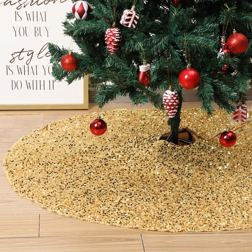 Mr. Pen- Christmas Tree Skirt, 48 inch, Gold Christmas Tree Skirt Gold