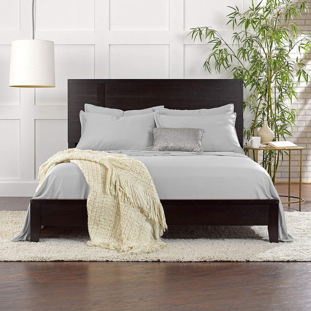 Pure Bamboo Full Bed Sheet Set - Luxuriously Soft & Cooling 100% Organic Viscose | Silver Pearl, Double Stitching