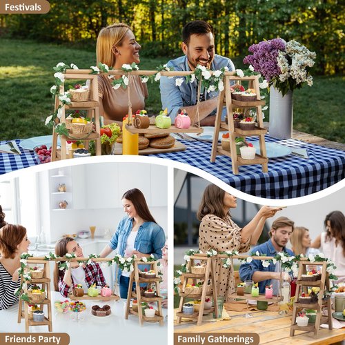 Wooden Cupcake Stand, 3 Tier Cupcake Display Stand for Dessert Display, dessert table display set for Cake Snack Fruit Chips Bread, display stand with Removable Trays, Perfect for Birthday Wedding Party Home Decor