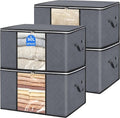 BiCINE 90L Large Clothes Storage Bags - Foldable Blanket Bins with Clear Window for Bedding & Pillows