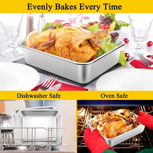 Homikit Lasagna Pan Set - 3 Inch Deep 9x13 Stainless Steel Baking Dish | Heavy-Duty, Rustproof & Dishwasher Safe