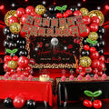 THAWAY 124Pcs Cheetah Print Birthday Decorations, Red Cherry and Leopard Theme Party Supplies with 73x43" Backdrop, 2 Tablecloths, Balloon Arch Kit and Cake Toppers for Women Girls Lady Night