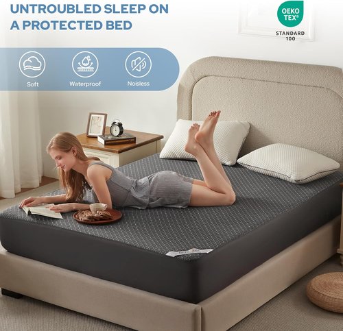 BEDLORE Waterproof Twin Mattress Protector - Noiseless Cover with Stretchable Pockets | Soft & Breathable (Dark Gray)