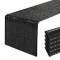 6 Packs 12 x 72 inches Black Sequin Table Runner, Glitter Runner for Birthday Party Supplies Decorations Wedding Bachelorette Holiday Celebration Bridal Shower Baby Shower