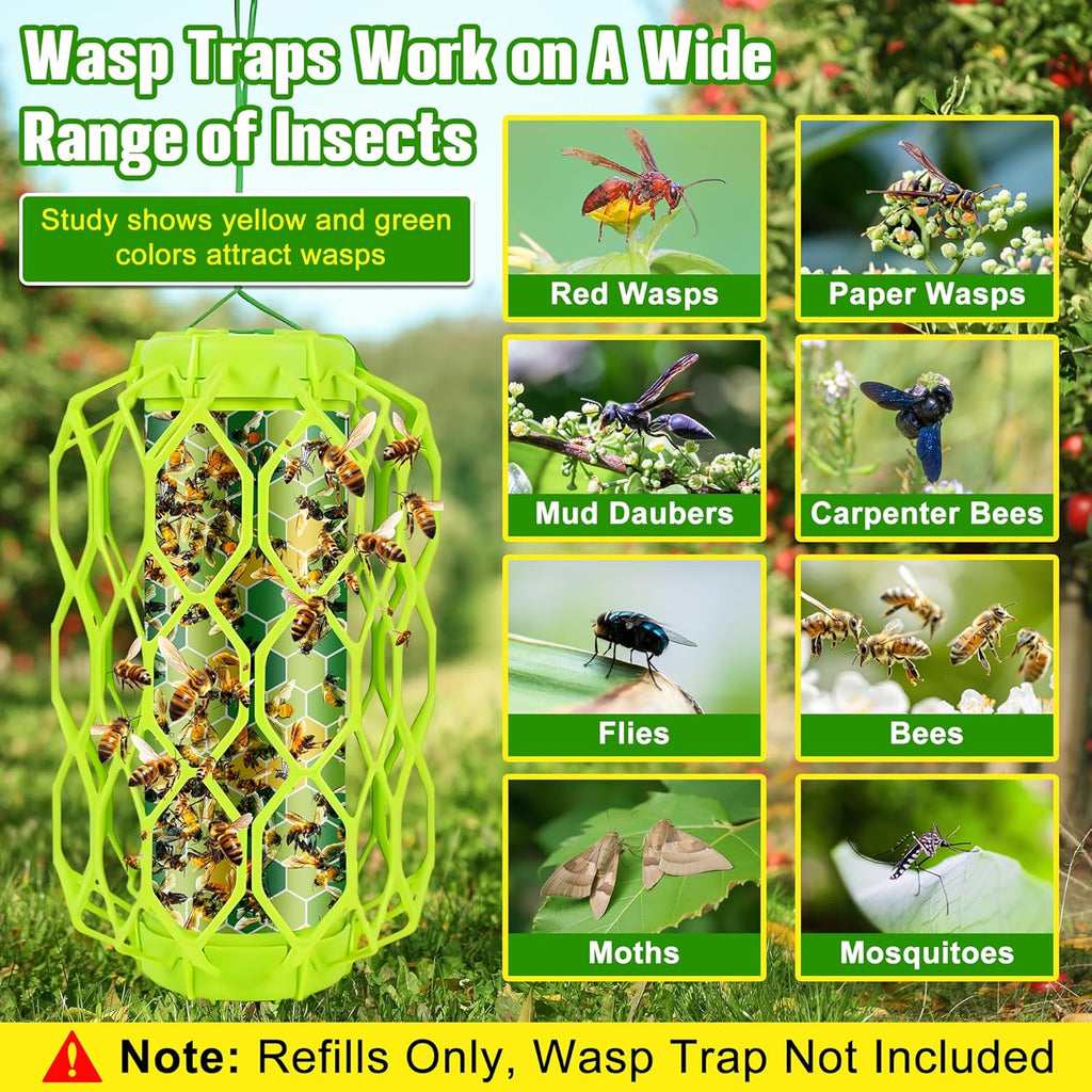 Qualirey Wasp Trap Refills - 20 Pack Super Sticky Replacement Pads for Yellow Jackets | 12 x 8.6 Inch
