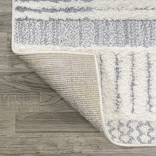 JONATHAN Y Geometric High-Low Cream/Gray Runner Rug 2X8 ft, Kerstin for Living Room, Bedroom, Kitchen, Office, Easy-Cleaning, High Traffic, Pet-Friendly, Non-Shedding SNT100A-28