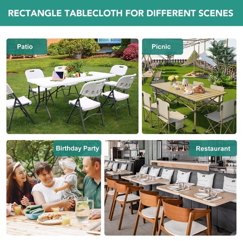 LUSHVIDA 10 Packs Vinyl Tablecloths with Flannel Backing for 6ft Rectangle Folding Table Cloths - Waterproof Plastic Picnic Table Covers with Elastic Corners, 30x72 inch, White