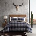 Wrangler- Twin Duvet Cover Set, Soft & Reversible Bedding, Yellowstone Inspired, 2 Piece Bed Set with Matching Pillowcase (City Flats Plaid Blue)