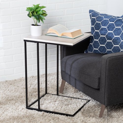 Honey-Can-Do Square C End Table, Natural TBL-09252 Black