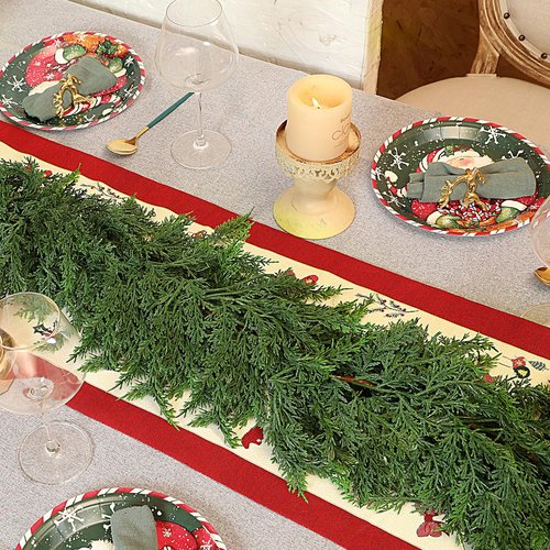 12 FT (2 * 6FT) Realistic Artificial Cedar Pine Garland - Thick Lush Full Faux Greenery Garland for Fireplace Mantle, Indoor Outdoor Christmas Holiday Home Party Decorations