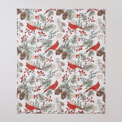 Greenland Home Cardinal Plaid Farmhouse Holiday Quilted Throw Blanket, 50 x 60 inches, Cardinal