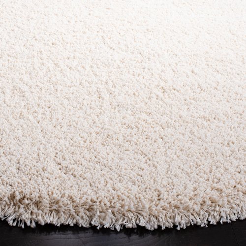 SAFAVIEH Milan Shag Collection Area Rug - 4' Round, Ivory, Solid Design, Non-Shedding & Easy to Clean, Plush Thick Pile, Ideal for Living Room, Bedroom (SG180-1212)