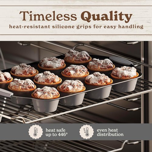 Country Kitchen Nonstick Bakeware Set - Durable, Easy Release, Stackable Design | 10 Pcs, Grey