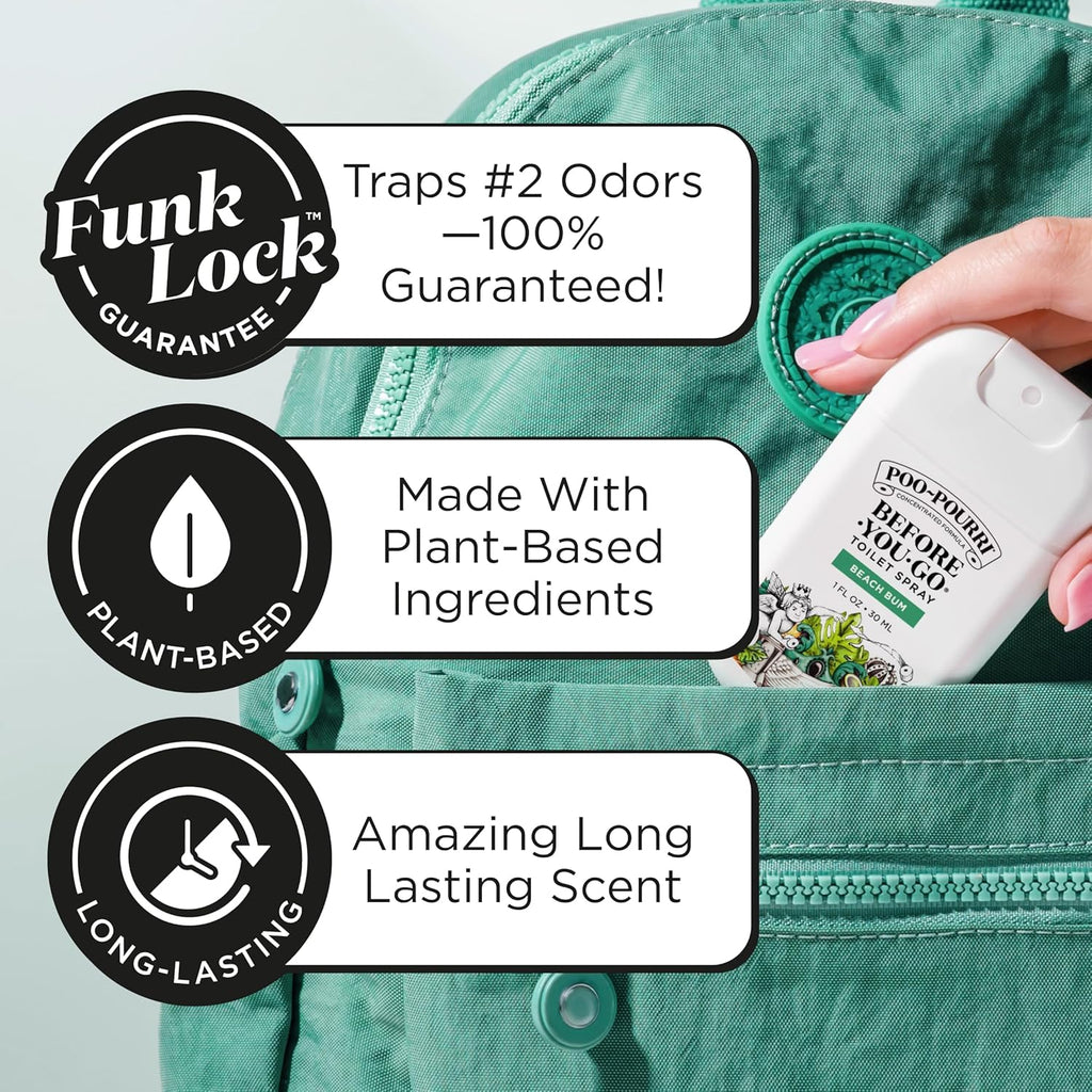 Poo-Pourri Pocket Toilet Spray - Travel Essential for On-The-Go Odor Control | Beach Bum, 1 Fl Oz