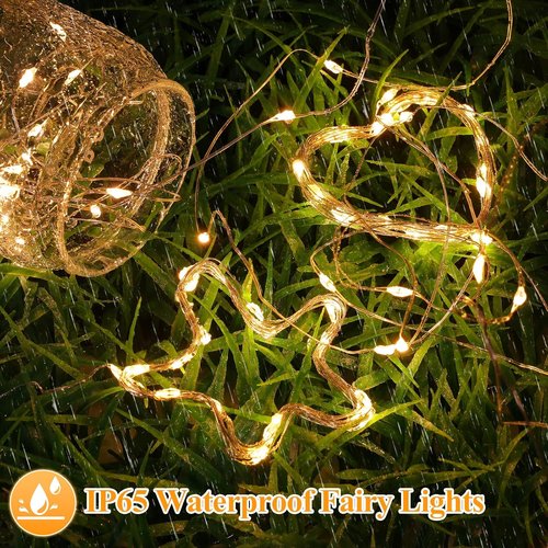 Lakumu Fairy Lights - 6-Pack Battery Operated 20 LED Waterproof Silver Wire | 7FT Warm White for DIY Decor