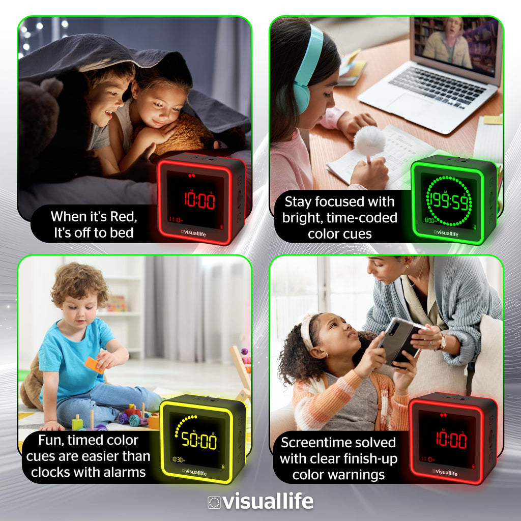 Visual Life Timer for Kids, Adults, ADHD, Autism & Dyslexia - New Timed Color Cues Anchor Focus, Track Progress & Guide Transitions - for Home, Teacher Classrooms, Homeschool, Business & Groups