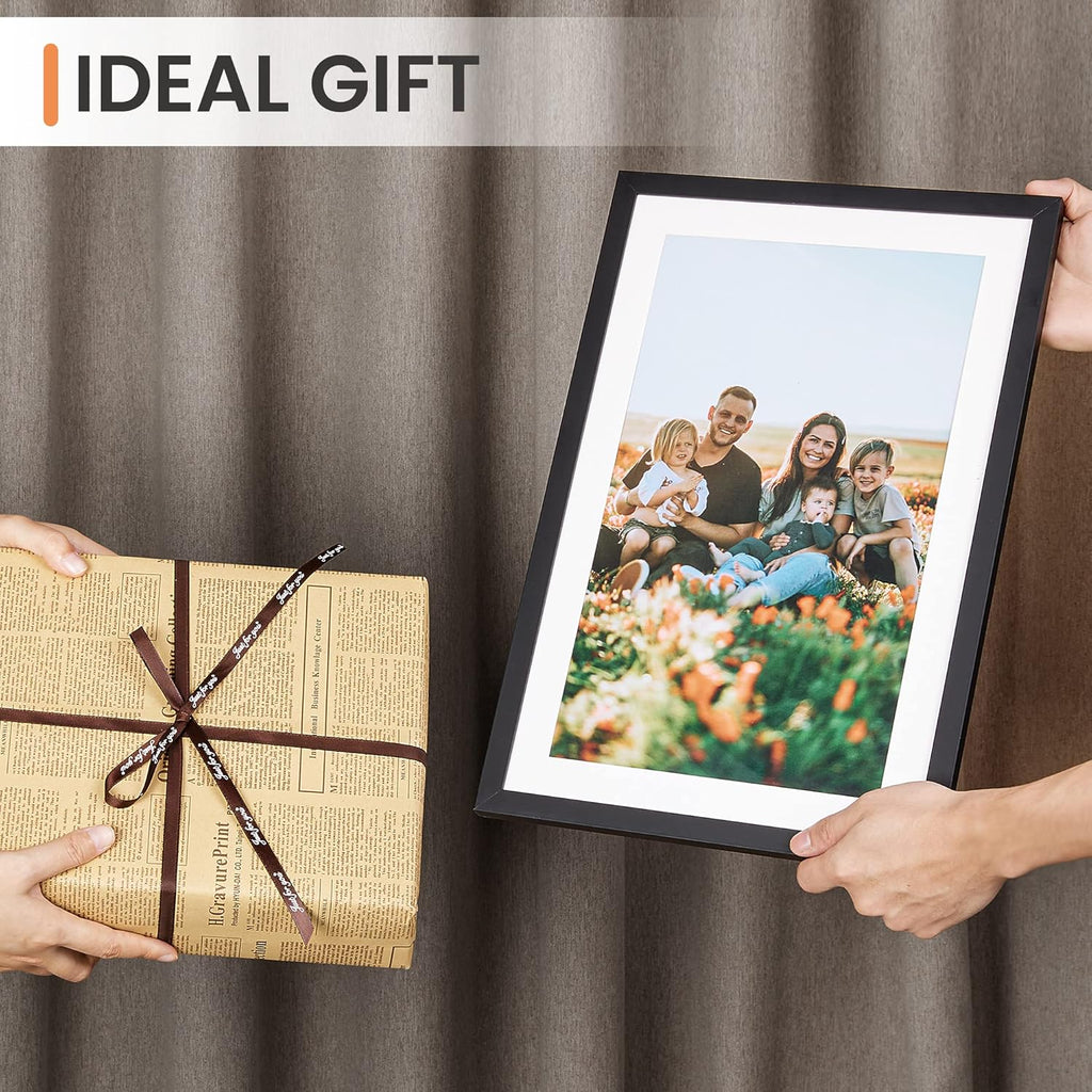 Upsimples 11x17 Picture Frame Set of 5 - Versatile Wall Gallery Frames for 9x15 or 11x17 Photos | Black