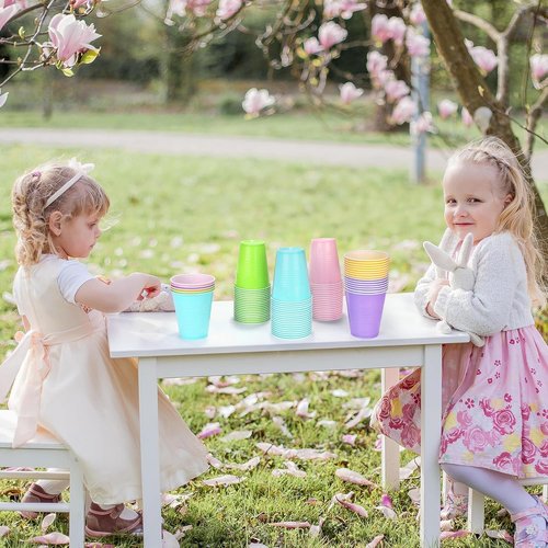 Kochorie 12 Ounce Disposable Plastic Cups - 50 Pack in Pastel Rainbow for Parties & Events