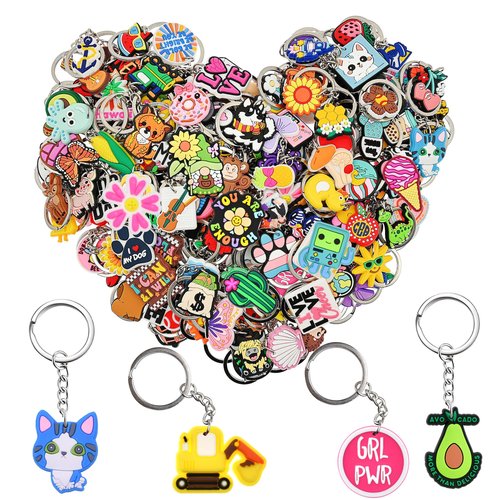 Papacharms Bulk Keychains 20pcs Random Different Keychain Lot Lovely Cool Key Chains for Student Prize Birthday Gift Party Favor