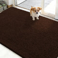 OLANLY Dog Door Mat - Absorbent Non-Slip Washable Doormat for Muddy Paws | 48x30 Brown Chenille Mat