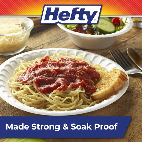 Hefty Disposable Foam Plates - Soak Proof, 8.9 Inches, 100 Count | Perfect for Lunch & Appetizers