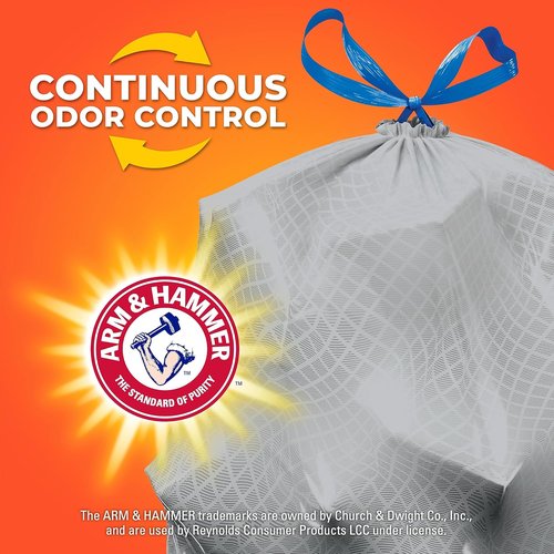 Hefty Ultra Strong Tall Kitchen Trash Bags - 13 Gallon, Gray Clean Burst, 40 Count, Eco-Friendly Design