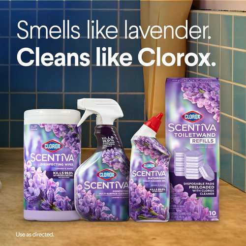 CLOROX Scentiva ToiletWand Toilet Cleaner Refills, Toilet brush, Lavender and Jasmine, 10 Count