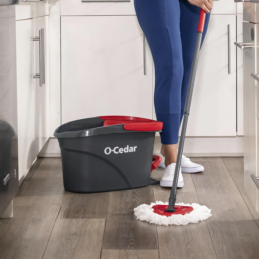 O-Cedar EasyWring Microfiber Spin Mop - Efficient Floor Cleaning System with 4 Extra Refills