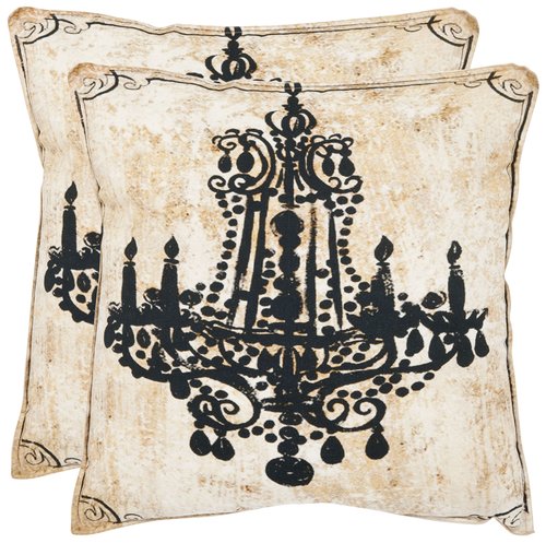 SAFAVIEH Pillows Collection Velleron Decorative Pillow, 20-Inch, Beige, Set of 2