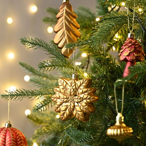 Valery Madelyn Christmas Ornaments Set, 80ct Red and Brown Shatterproof Christmas Tree Decorations, Woodland Hanging Ball Ornaments Bulk for Xmas Holiday Decor