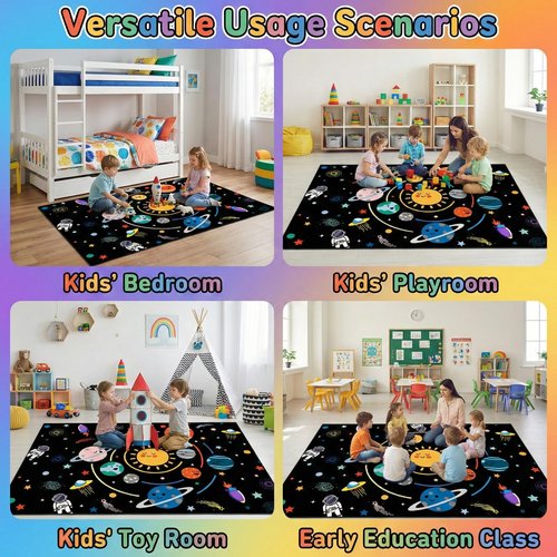 Space Rugs for Kids Bedroom,Outer Space Rug for Boys Room,Solar System Planet Theme Carpet for Playroom and Classroom Decor,2'5''×4'